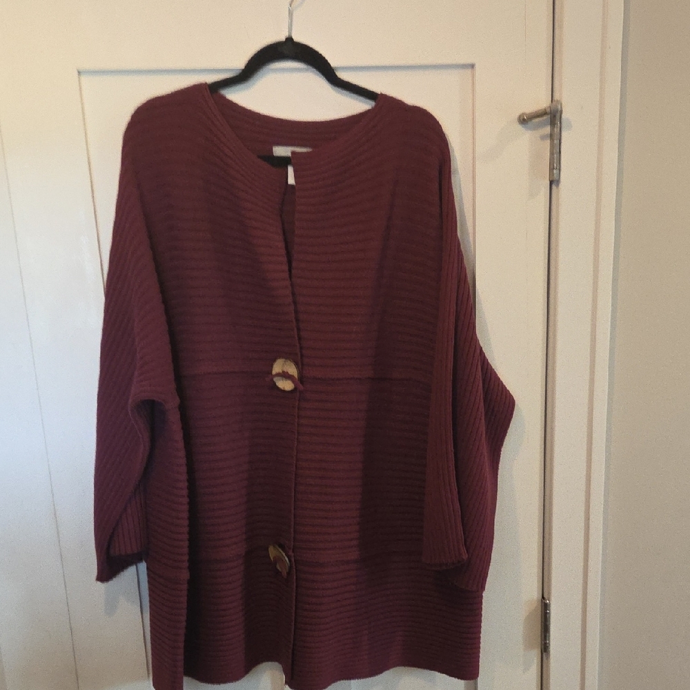 Modern Soul Maroon Cardigan with Wooden Buttons